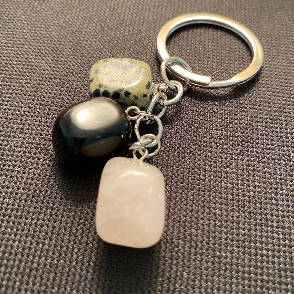 Keychain with Polished Stones Crystals